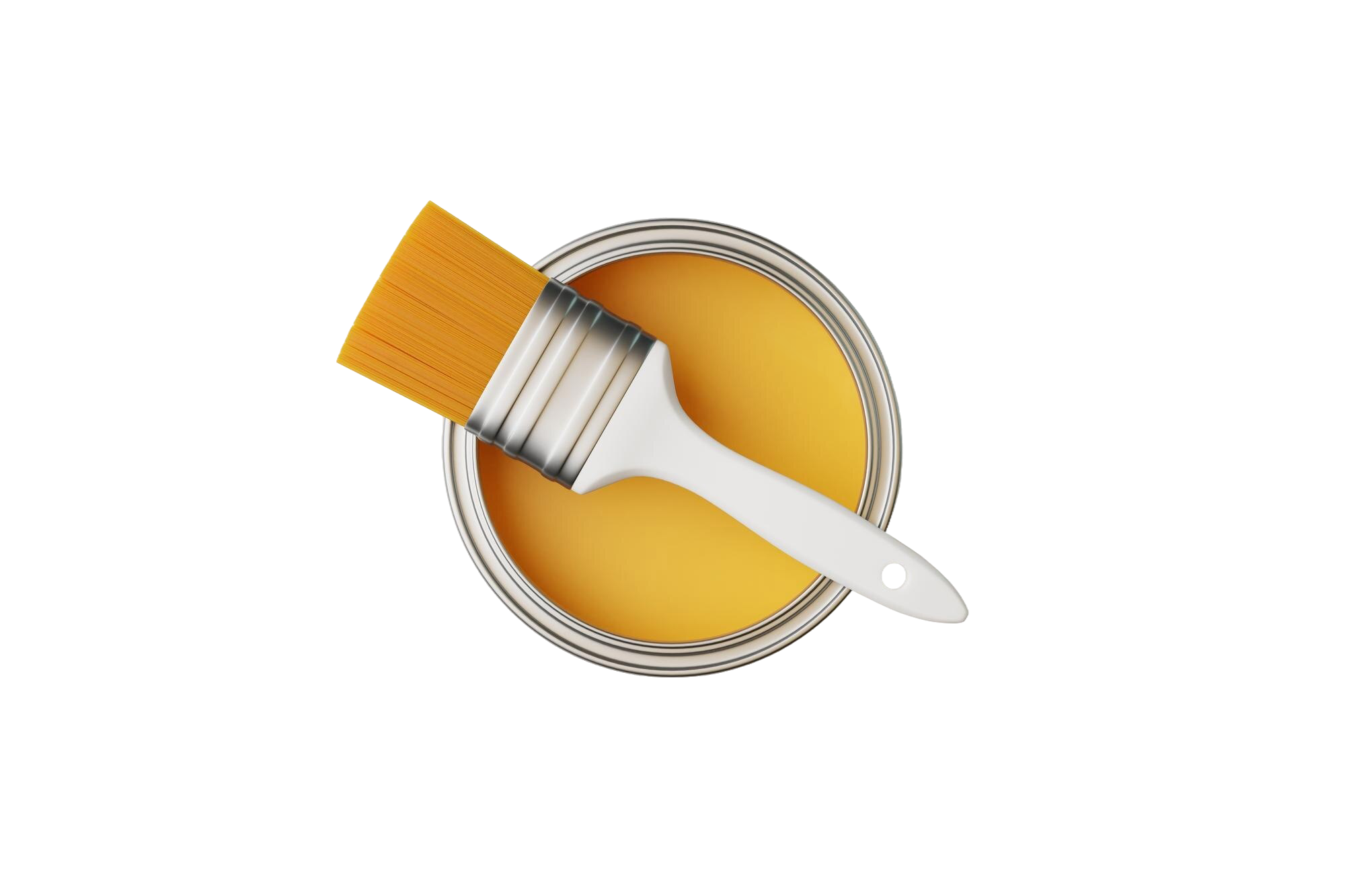 open-can-paint-brush-white-background-top-view-repair-concept-3d-render-illustration